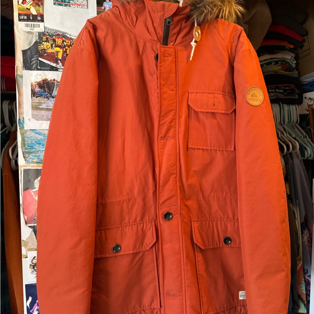 Quiksilver Rust Orange Puffer Jacket